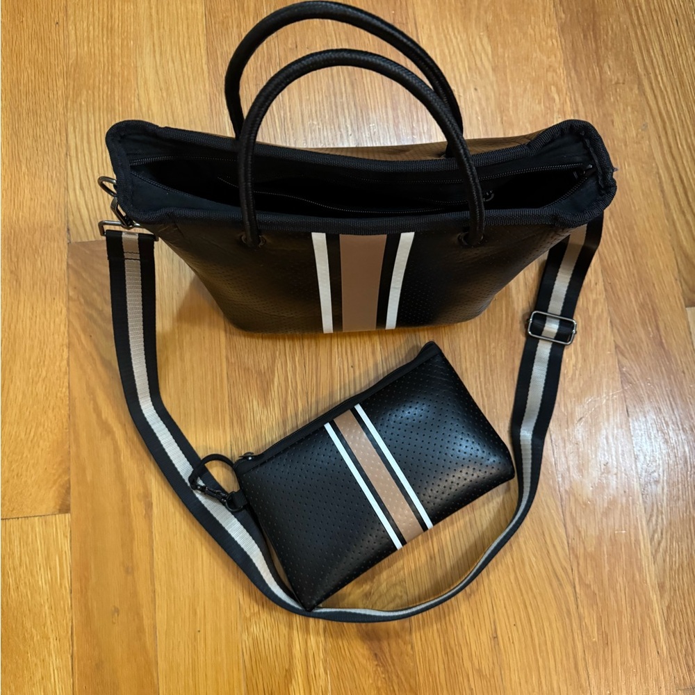 Stylish Black Tote and Pouch Set